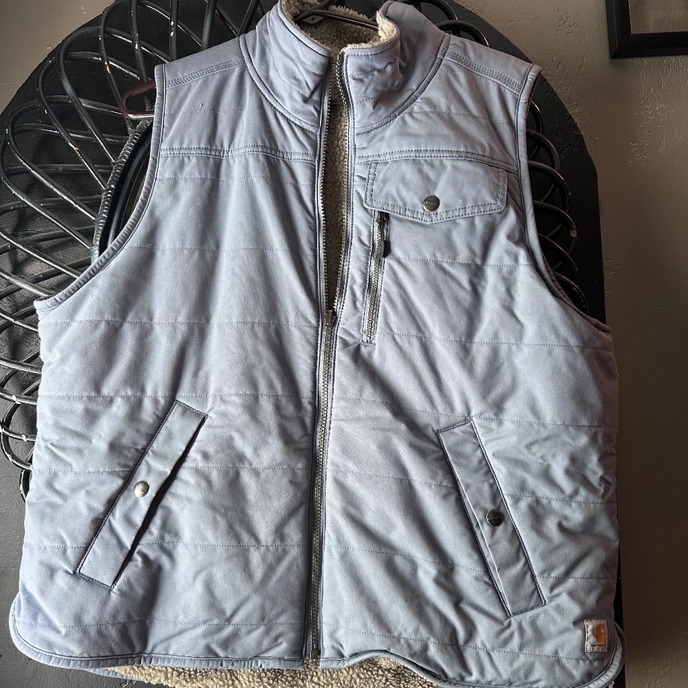 NWOT Carhartt Vest Women’s Reversible Sherpa Blue Pockets Winter Fall XL